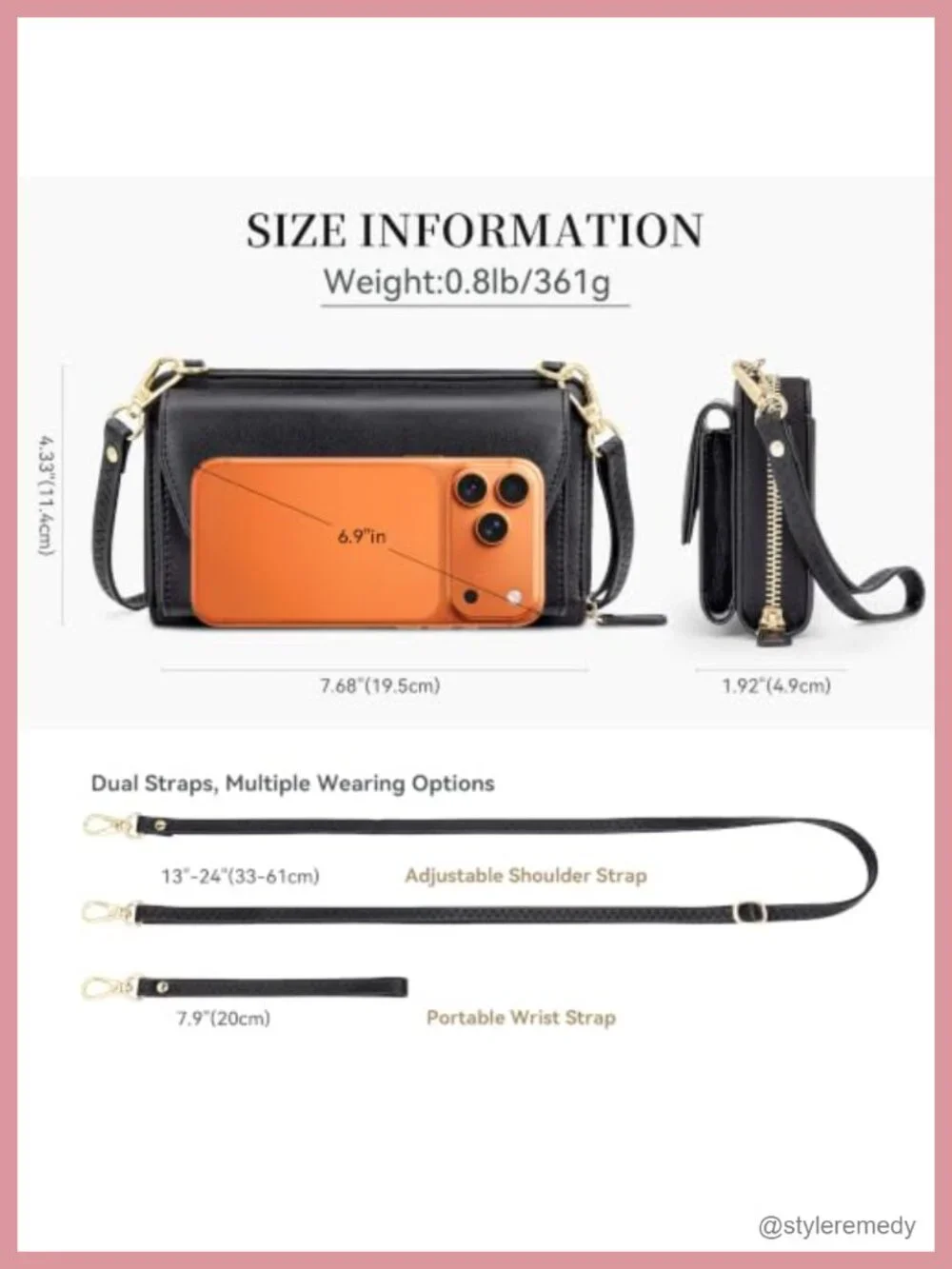 RFID Blocking Wristlet Wallet Large Capacity Zip Around Crossbody Clutch with
